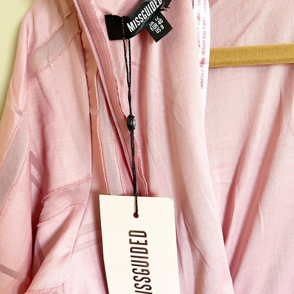 Missguided Pink Plaid Flutter Sleeve SteamPunk Grunge Barbie Skater Dress Size 8 - Picture 6 of 13